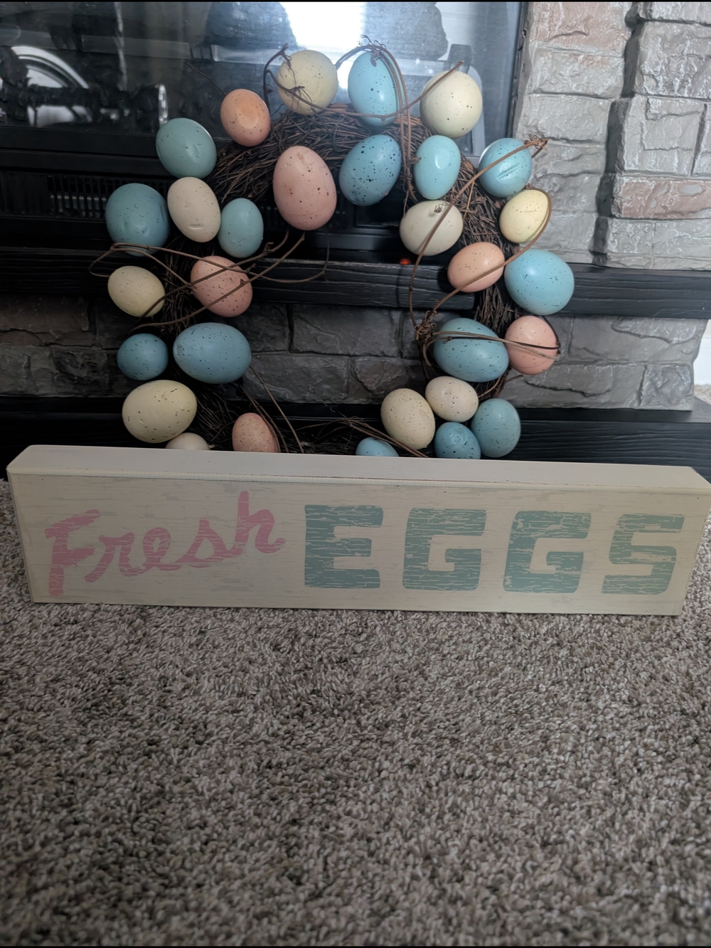 Spring Egg Wreath Bundle with Pastel Egg Sign - Set
